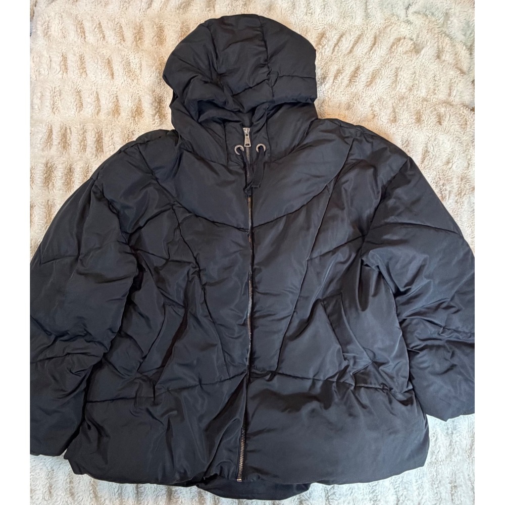 Free People Black Puffer Jacket with Hood